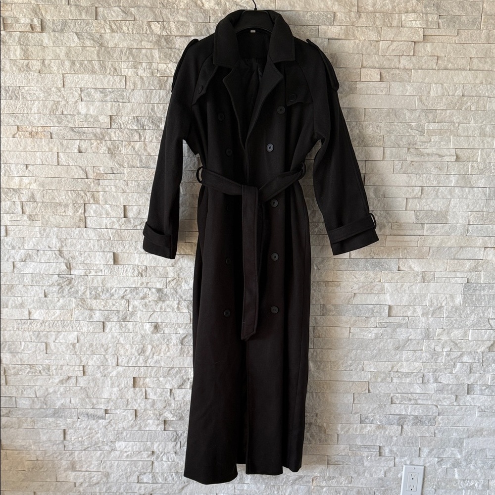 LONG Elegant Black Trench Coat